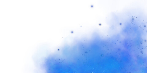 Magic blue smoke with glitter and small particles of twinkling stars. Fog with luminous particles. Blue vapor with stardust. Morning fog over land or water surface, magic haze. Fog or smoke. PNG