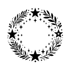 Elegant Black & White Celestial Wreath Design for Festive Decor