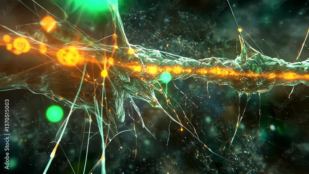 Aufkleber neural pathways illuminated through abstract digital art showcasing synaptic connections in vibrant 