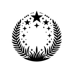 Celestial Wreath: Stars & Ferns, Elegant Black & White Design