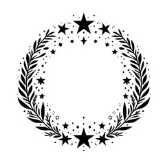 Celestial Wreath Illustration: Stars & Botanical Frame