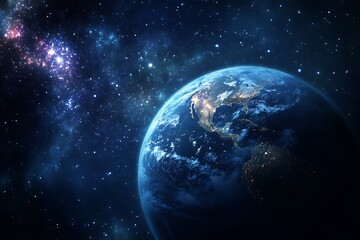 Obraz premium Earth at night, space, galaxy.