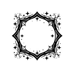 Elegant Black and White Celestial Frame Design - Vector Illustration