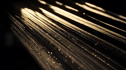 Obraz premium Golden Light Rays on Dark Parallel Lines Abstract Background