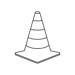 Traffic cone vector illustration black color. Traffic cone outline