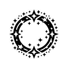 Black & White Starburst Circle Design for Decoration or Branding