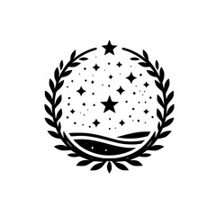 Celestial Wreath: Starry Night Sky in Laurel Frame, Minimalist Design