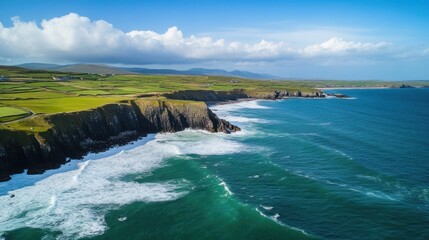 Obraz premium Spectacular aerial view capturing the rugged coastline of Ireland's Dingle Peninsula