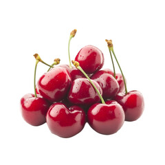 Red cherries on white background. red cherries, cherries on white background, fresh red cherries, ripe cherries, sweet cherries, cherry fruit, isolated cherries,
