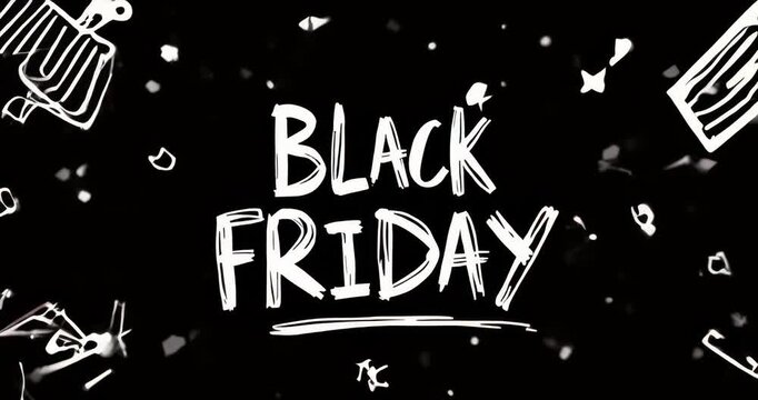 Black friday sale banner with hand drawn doodles