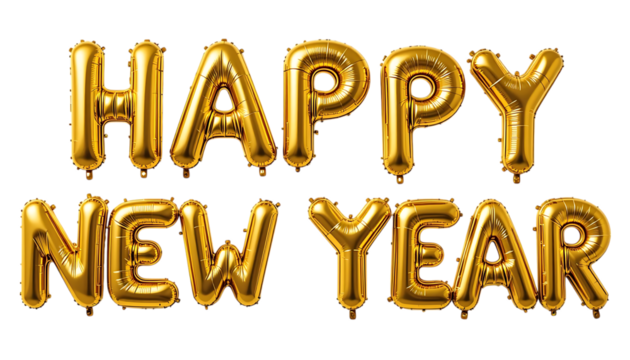 Golden balloon text Happy New Year
