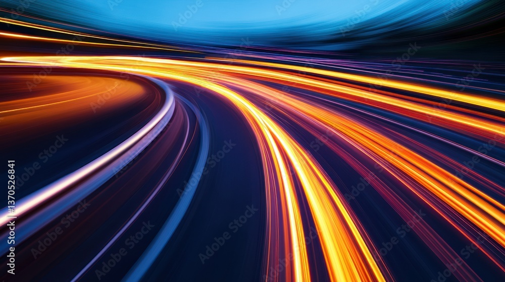 Poster abstract illustration showing speed and movement through the light streams