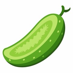 A vibrant illustration of a sliced cucumber with visible seeds on a white background