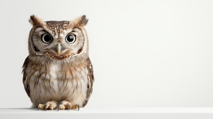 Obraz premium Joyful costume of an owl celebrating happiness in nature cute animal portrait bright environment close-up view