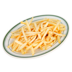 Classic French fries served hot and crispy on a traditional Hong Kong tea restaurant plate, perfect for snacking