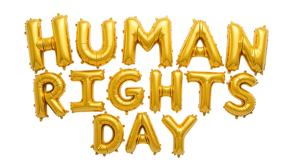 Golden balloon text Human Rights Day png