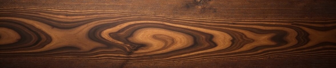 Fototapeta premium Rich, dark brown walnut wood grain, swirling patterns, texture, natural