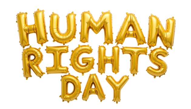 Golden balloon text Human Rights Day png