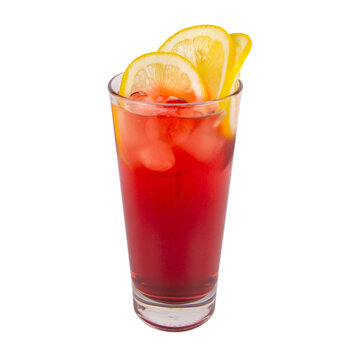 Hong Kong-style Iced Ribena with Lemon, served in a tall glass with ice and lemon slices, refreshing and tangy blackcurrant flavor