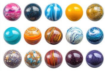 Obraz premium Collection Of Colorful Glass Marbles This vibrant assortment of glass marbles features various colors and patterns