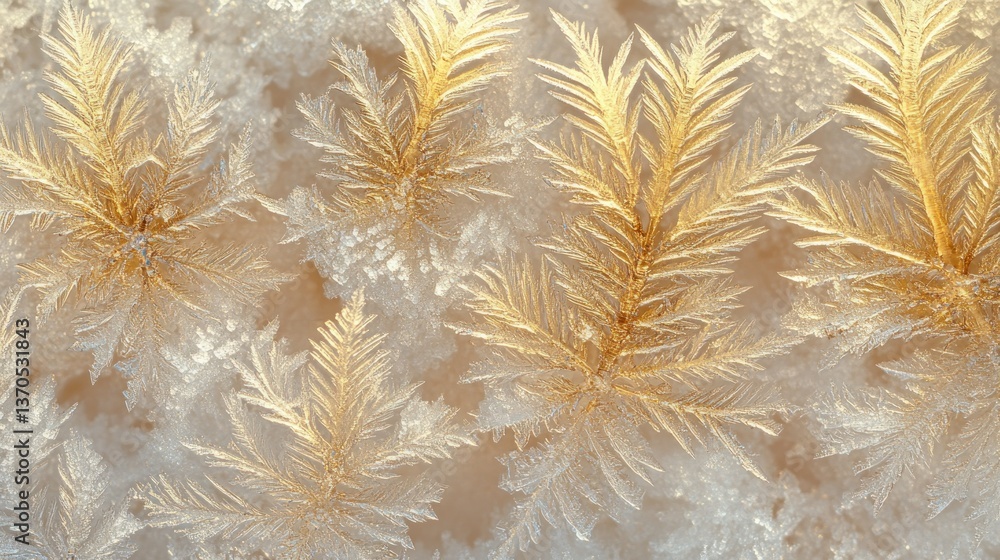 Poster delicate frosty patterns of ice crystals arranged in a close up view