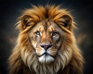 Obraz premium lion head portrait, portrait of a lion, high resolution lion picture, ultra hd lion photos on attractive background.