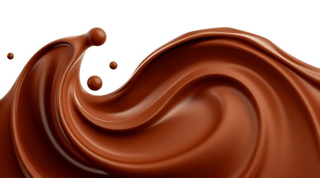 Shiny liquid chokolate wave isolated on white