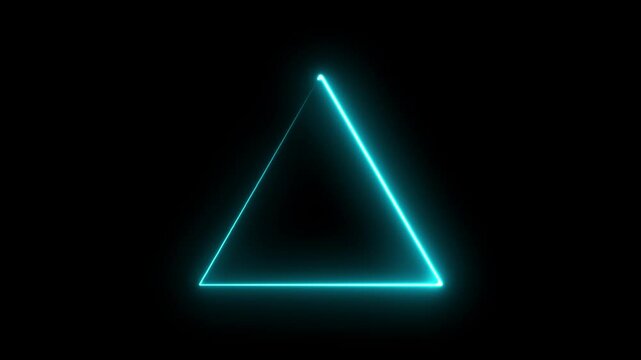 neon triangle frame balack background 4k video.