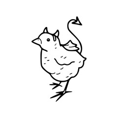 halloween chick with horns and tail