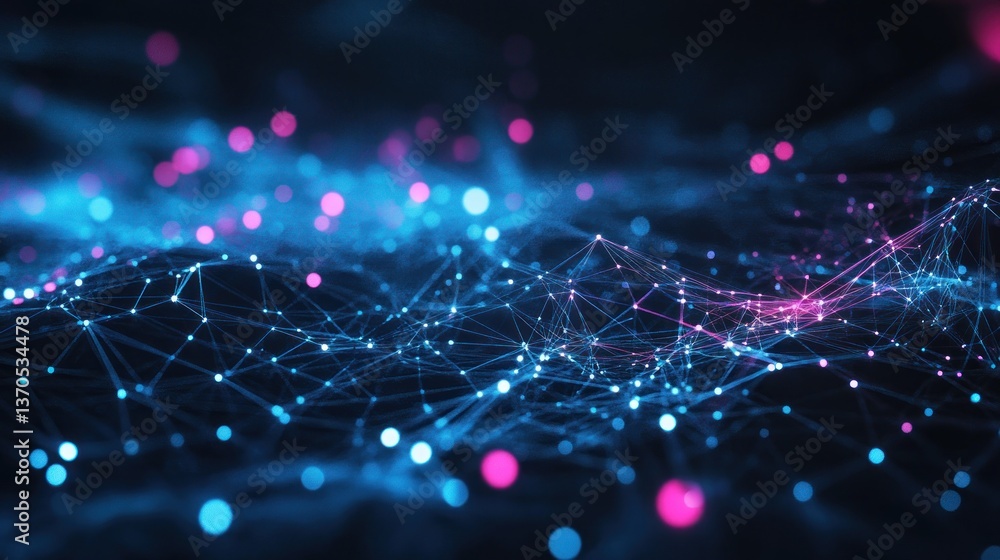 Poster abstract network connection, digital data flow and connectivity