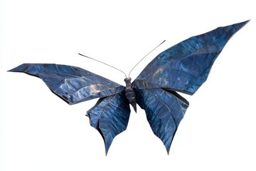 Dark blue flying butterfly