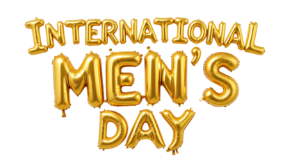 Golden balloon text International Men’s Day png