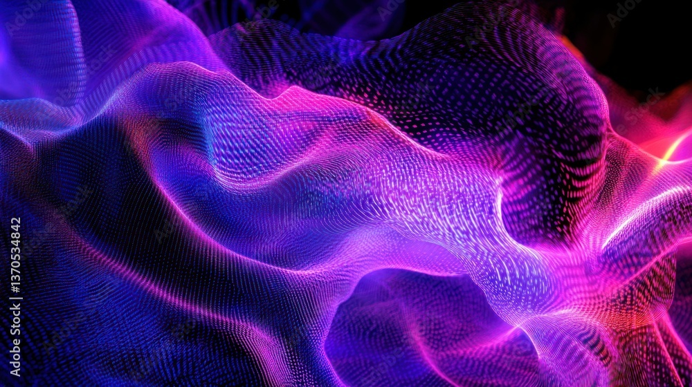 Poster Abstract glowing digital lines forming a flowing colorful structure