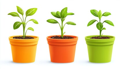 Fototapeta premium Eco-friendly biodegradable flower pots with fresh green sprouts on white background