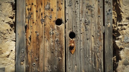 The wood door with termites damage