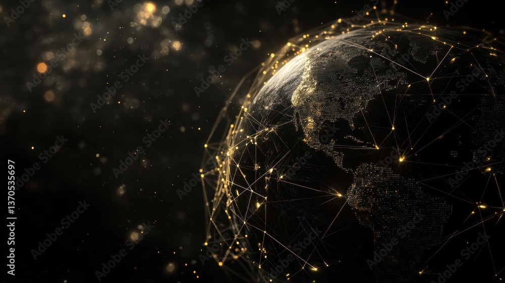 Aufkleber global network, mesmerizing visualization of interconnectedness