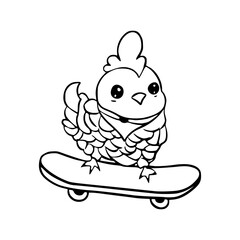 cool chick on skateboard illustration
