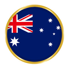 Round Flag of Australia with Golden Border, Australia Flag Button