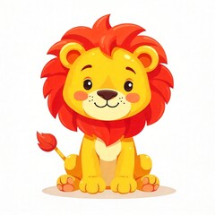 Adorable Baby Lion Cub Sitting Cartoon Illustration Perfect for Children's Books or Cards
