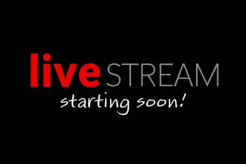 Text LIVE STREAM starting soon! on black background.