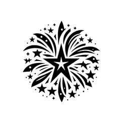 Black & White Starburst Design: Festive Abstract Illustration