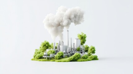 Industrial island with smoke