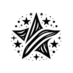 Obraz premium Abstract Starburst Logo: Black & White Illustration