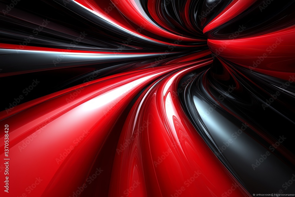 Poster abstract tunnel with red and black swirls creates dynamic effect