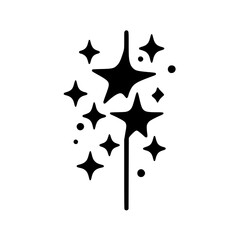 Black Star Burst Silhouette on White Background: Magical Abstract Design