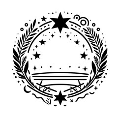 Celestial Wreath: Black & White Decorative Design