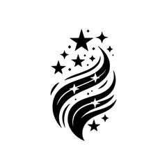 Celestial Swirl: Starry Black and White Design Element