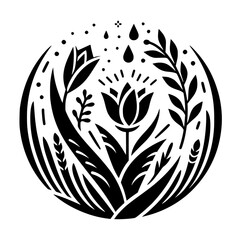 Minimalist Floral Black & White Emblem Design