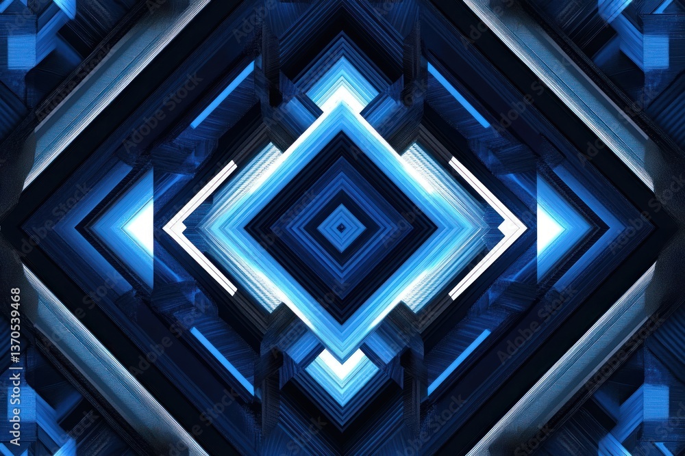 Aufkleber abstract geometric pattern in blue tones with depth effect