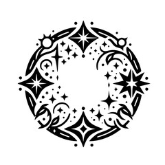 Elegant Celestial Mandala: Black and White Star Pattern